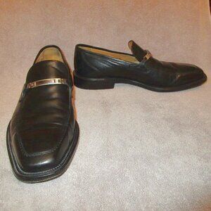 Mezlan Ornament Calfskin Leather Loafer Size 11 Black Slip On Luxury Neutral